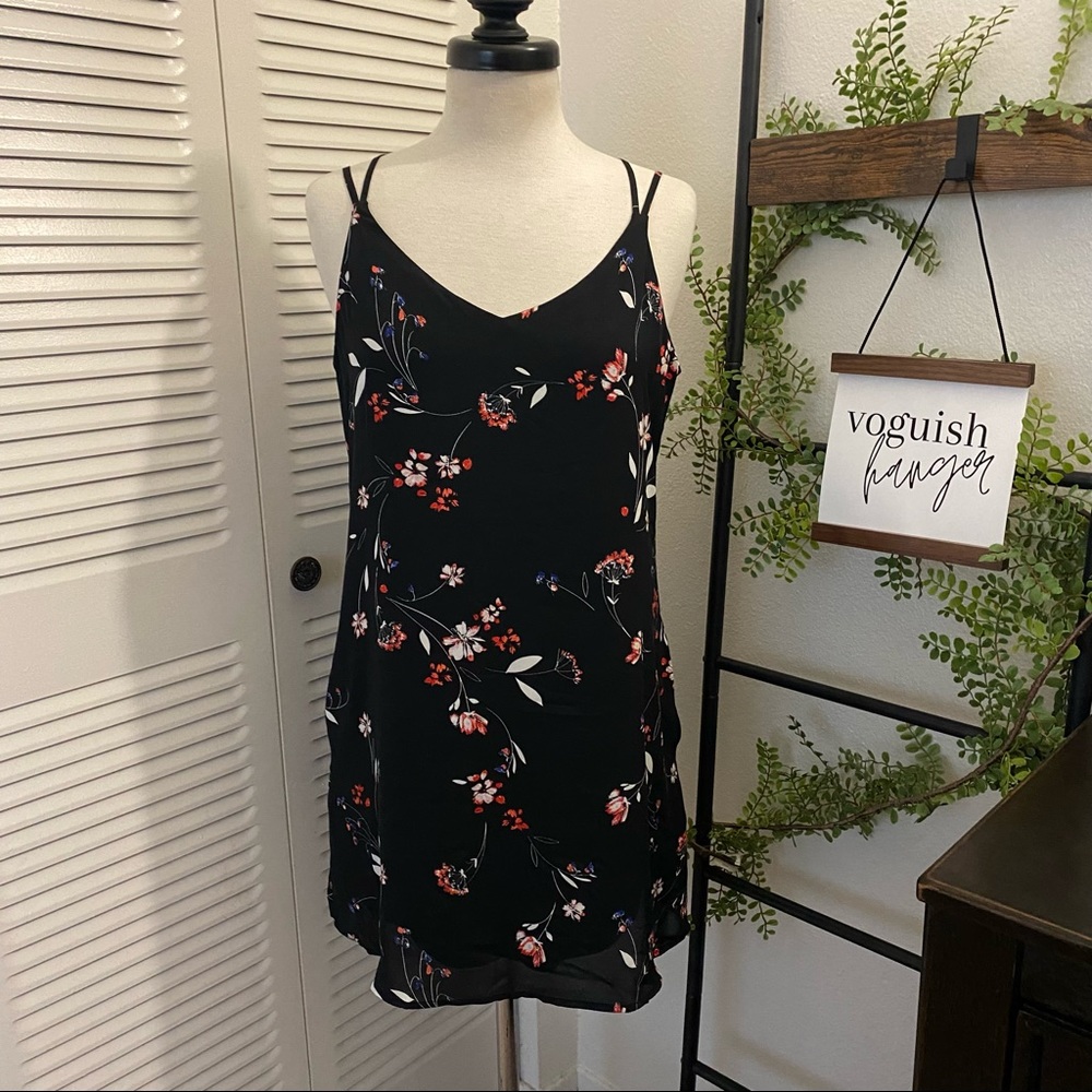 Worthington| 10 |Black Spaghetti Strap Floral Pattern Dress